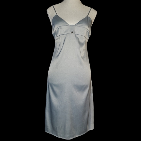 Tommy Hilfiger Dresses & Skirts - Tommy Hilfiger Y2K Slip Dress Silver Blue Satin Spaghetti Strap Sz S